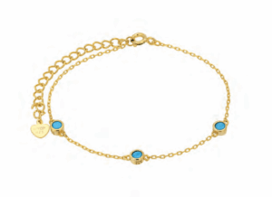 Позлатена сребърна гривна със сини цирконии  |  Бижута