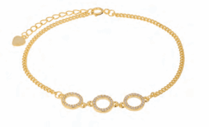 Позлатена сребърна гривна „Три кръга“ с цирконий | HappyMarket.bg Позлатена сребърна гривна „Три кръга“ с цирконий | Бижута