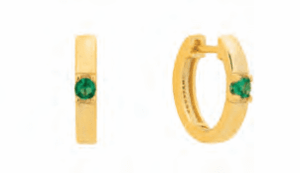 Позлатени сребърни обеци „Халка“ със зелен цирконий  |  Бижута