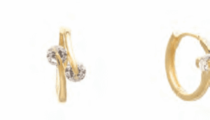 Позлатени сребърни обеци халки с два камъка цирконии, английско закопчване - Image 1