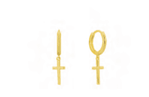 Позлатени сребърни обеци , халки „Кръст“  |  Бижута
