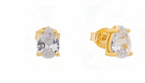 Позлатени сребърни обеци на винт „Капка“ с цирконий  |  Бижута