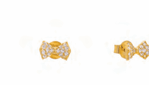 Позлатени сребърни обеци на винт „Панделка“ с цирконий  |  Бижута