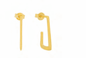 Позлатени сребърни обеци на винт „Прекъснат правоъгълник“  |  Бижута