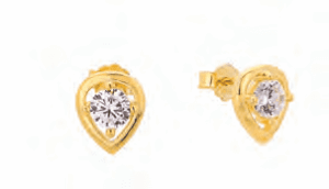 Позлатени сребърни обеци с винт „Капка“ с цирконий  |  Бижута