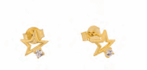 Позлатени сребърни обеци с винт "Звездички" с циркони - Image 1