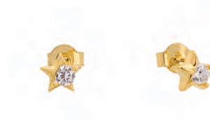 Позлатени сребърни обеци с винт "Звездички" с циркони - Image 1