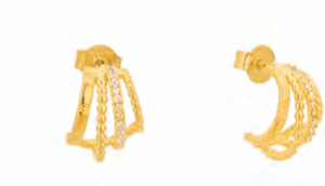 Позлатени сребърни висящи обеци с цирконии на винт „Полукръгове“  |  Бижута