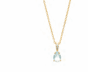 Позлатено сребърно колие „Капка“ със светлосин цирконий  |  Бижута