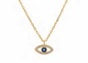 Позлатено сребърно колие с цирконии “Окото на Назар”  |  Бижута