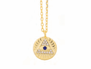 Позлатено сребърно колие окото на Назар (синьо око) със син цирконий  |  Бижута