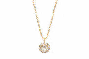 Позлатено сребърно колие с кръгла висулка с цирконии  |  Бижута