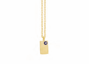 Позлатено сребърно колие с правоъгълник  и синьо око - Image 1