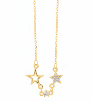 Позлатено сребърно колие „Звезди“ с цирконий  |  Бижута