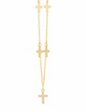 Позлатено сребърно колие „Кръстове“ с цирконии | HappyMarket.bg Позлатено сребърно колие „Кръстове“ с цирконии | Бижута