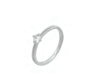 Сребърен пръстен тип халка с циркониев камък  |  Бижута