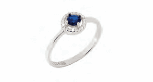 Сребърен пръстен с кръгъл син кубичен цирконий - Image 1