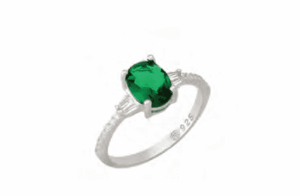 Сребърен пръстен с овален кубичен зелен цирконий  |  Бижута