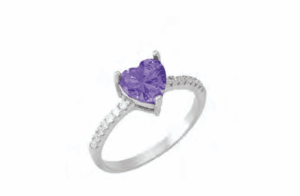 Сребърен пръстен „Сърце“ с лилав цирконий  |  Бижута