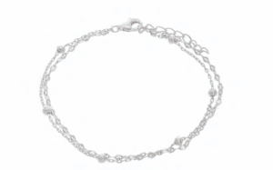 Сребърна двойна гривна за крак „Топчета и верижка“  |  Бижута