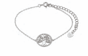 Сребърна гривна „Дървото на живота“ с циркони  |  Бижута