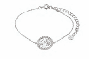 Сребърна гривна „Дървото на живота“ с циркони  |  Бижута