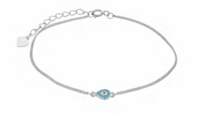 Сребърна гривна "Капка със синьо око", светлосиньо - Image 1