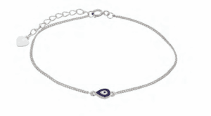 Сребърна гривна "Капка със синьо око", тъмносиньо - Image 1