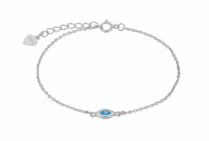 Сребърна гривна "Окото на Назар", светлосиньо със сребрист обков - Image 1