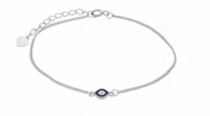 Сребърнна гривна “Окото на Назар”,тъмносиньо - Image 1