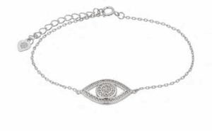 Сребърна гривна "Окото на Назар" с цирконии - Image 1