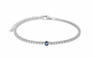 Сребърна гривна с бели цирконии и син циркон - Image 1