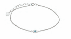 Сребърна гривна с бяла основа "Капка със синьо око", светлосиньо 1 Сребърна гривна с бяла основа "Капка със синьо око", светлосиньо - Image 1