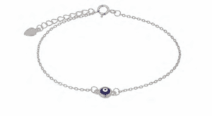 Сребърна гривна с кръгла висулка“Окото на Назар“,тъмносиньо | HappyMarket.bg Сребърна гривна с кръгла висулка“Окото на Назар“,тъмносиньо | Бижута