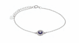 Сребърна гривна с кръгла висулка тъмносиньо“Синьо око“ с цирконии | HappyMarket.bg Сребърна гривна с кръгла висулка тъмносиньо“Синьо око“ с цирконии | Бижута