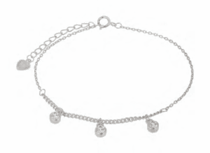 Сребърна гривна с три висящи топчета с цирконий  |  Бижута