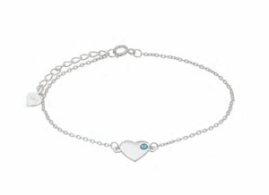 Сребърна гривна със сърце и светлосиньо око - Image 1