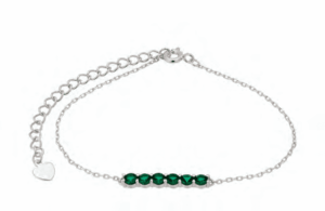 Сребърна гривна със зелени цирконии | HappyMarket.bg Сребърна гривна със зелени цирконии | Бижута