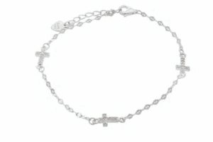 Сребърна гривна Три Кръста с цирконии - Image 1