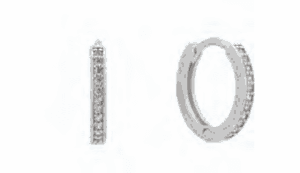 Сребърни обеци халки с циркони, английско закопчване  |  Бижута