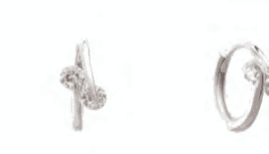 Сребърни обеци халки с два камъка цирконии, английско закопчване  |  Бижута