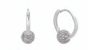 Сребърни обеци халки с топче и цирконии - Image 1