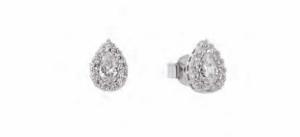 Сребърни обеци на винт "Капка" с цирконий - Image 1