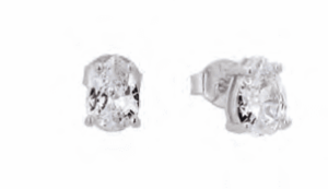 Сребърни обеци на винт "Капка" с цирконий - Image 1