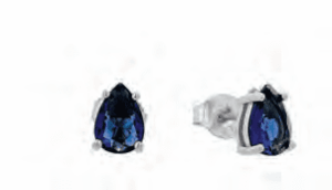 Сребърни обеци на винт "Капка" със син цирконий - Image 1