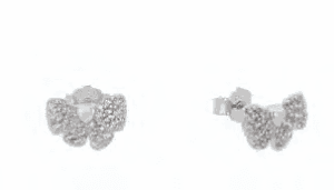 Сребърни обеци на винт „Панделка“ с цирконий  |  Бижута