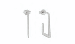 Сребърни обеци на винт „Прекъснат правоъгълник“  |  Бижута