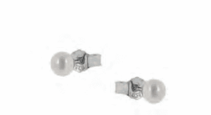 Сребърни обеци на винт с перла, ХS размер  |  Бижута