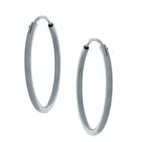 Сребърни обеци обемни халки гладки с голям диаметър  |  Бижута