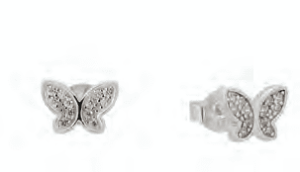 Сребърни обеци „Пеперуди“ с цирконии  |  Бижута